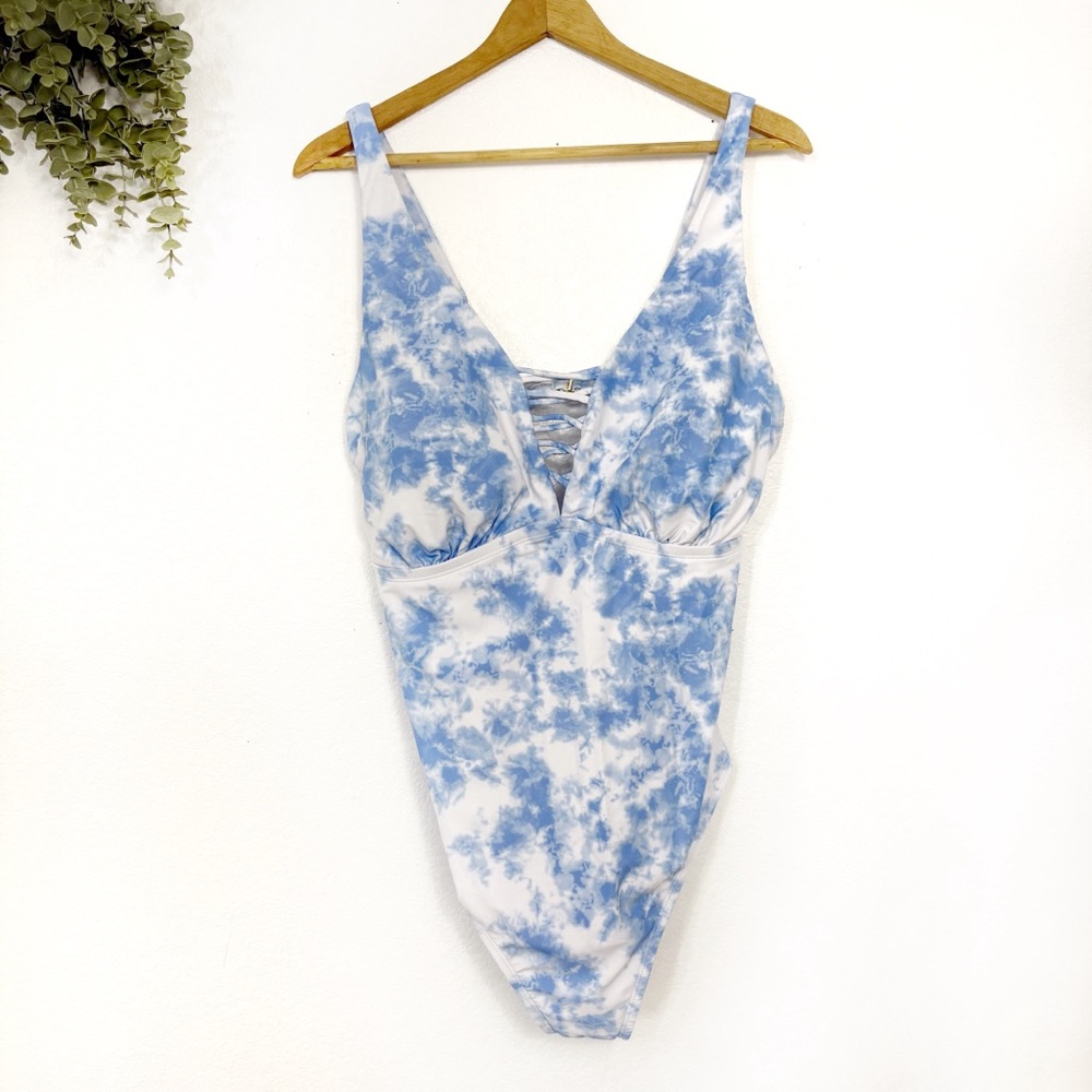 ALLURE •‎ Blue tie dyed one piece swim suit